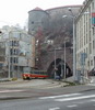 Братиславский трамвай выезжает из под замка